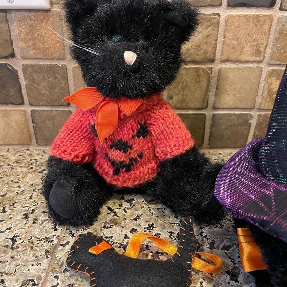 Boyd’s Bear Pumpkin Puss Dan Dee Meowing Kitty and Felt Cat Ornament - Picture 13 of 15